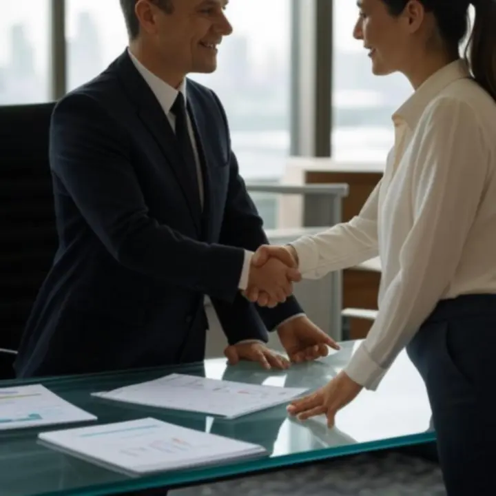 Spotkanie biznesowe omawiające wyniki współpracy w projekcie B2B.